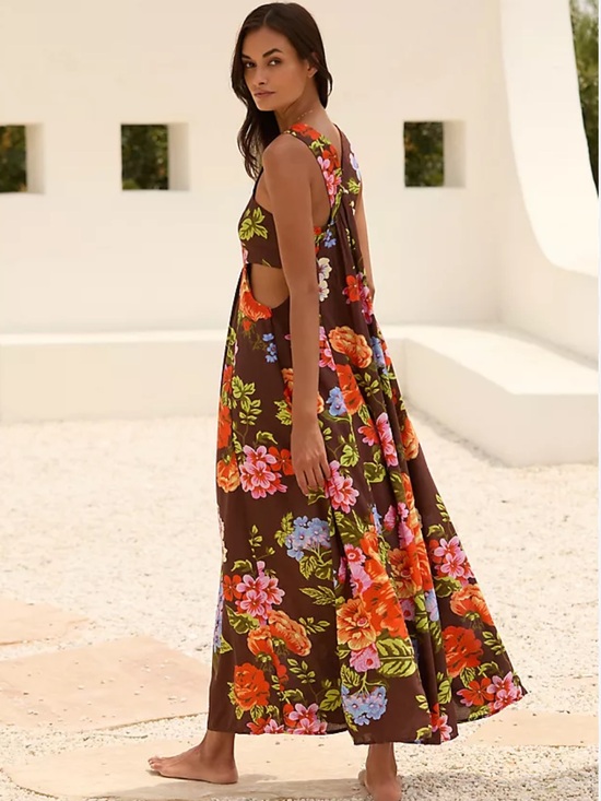 Anthropologie Dresses & Skirts - Anthropologie The Piper Bandeau Maxi Dress in Chocolate Brown Floral Size M